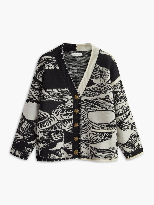 Printed Oversize Knit Outwear