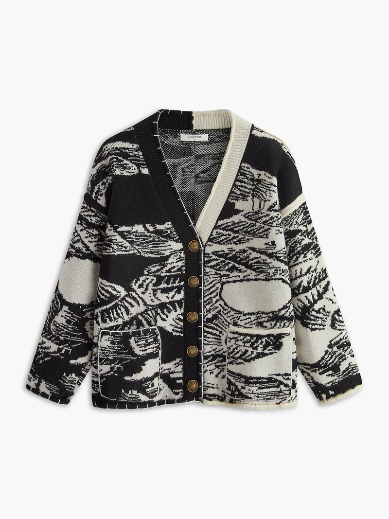 Printed Oversize Knit Outwear