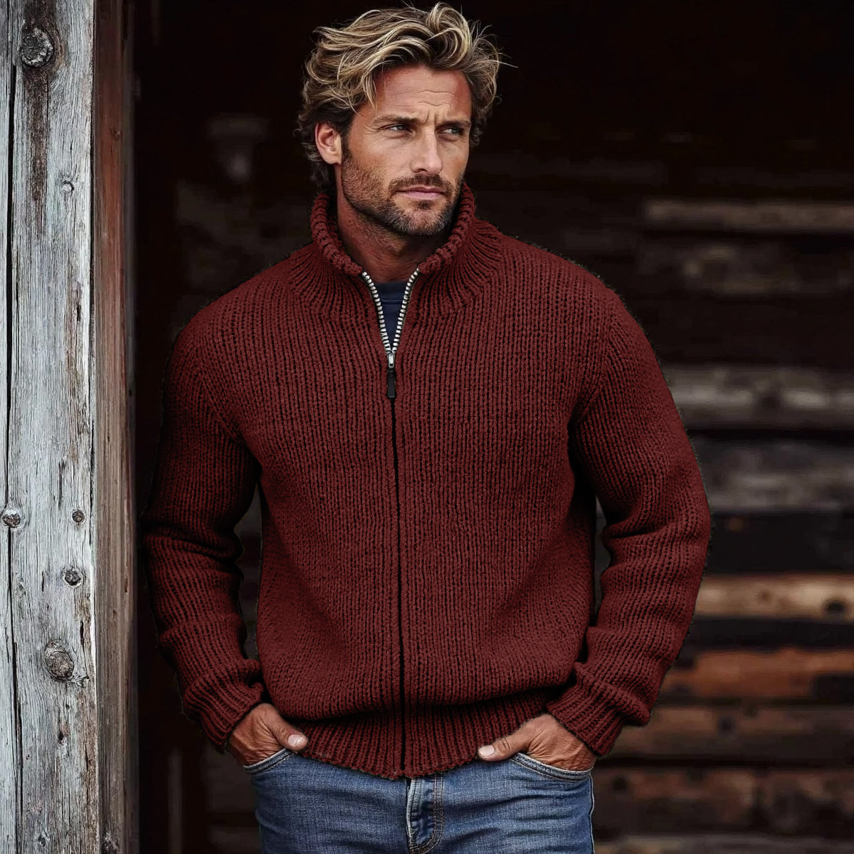 Men's Vintage Solid Color Turtleneck Sweater artswardrobe