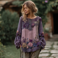 Women's Vintage Floral Stitching Long Sleeve Shirt elevenforest
