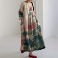 Comstylish Women's Butterfly And Floral Art Linen Dress