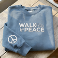 Comstylish Walk For Peace Slogan Pattern Design Round Neck Casual Sweatshirt