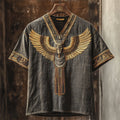 Horus Wings Ancient Egyptian Embroidered Linen Shirt elevenforest