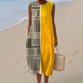 Women's Retro Abstract Geometric Print Sleeveless Dress elevenforest