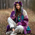 Boho Style Contrast Color Comfortable Thick Midi Length Cardigan elevenforest