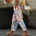Women's Retro Geometric Floral Art Cotton And Linen Casual Pants elevenforest