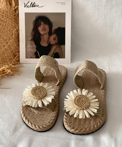 Handmade Grass Woven Flower Beach Slippers Summer New Ag1008