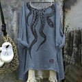 Vintage Japanese Art Sea Octopus Cozy Linen Blend Shirt elevenforest