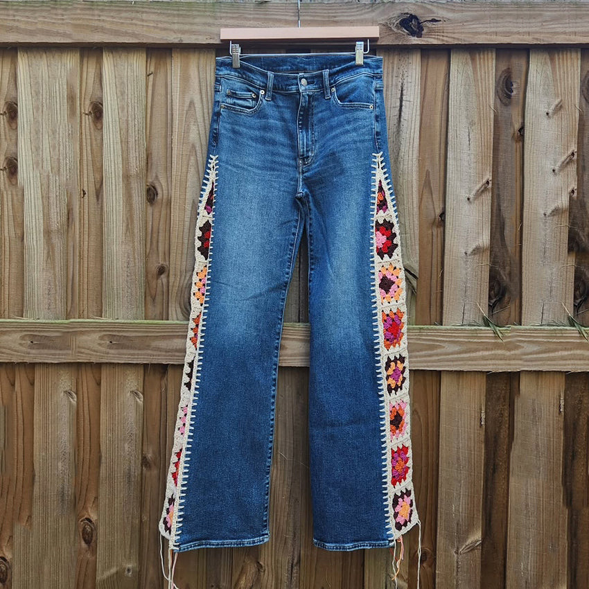 Classic Granny Square Floral Vintage Jeans elevenforest