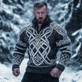 Men's Viking Vegvisir Runes Celtic Knot Half-zip Turtleneck Sweater elevenforest