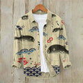 Japanese Art Fish Cloud Sea Button Casual Linen Blend Shirt elevenforest