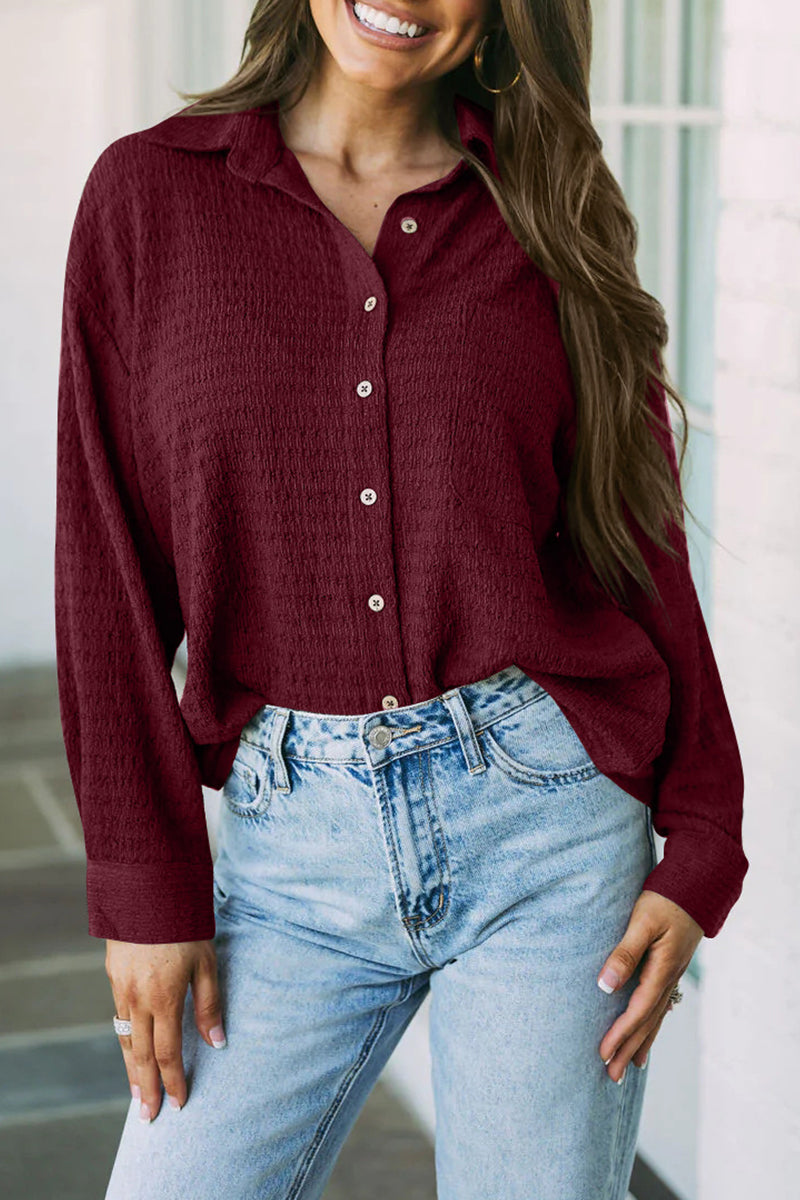 Simplicity Pocket Turndown Collar Tops