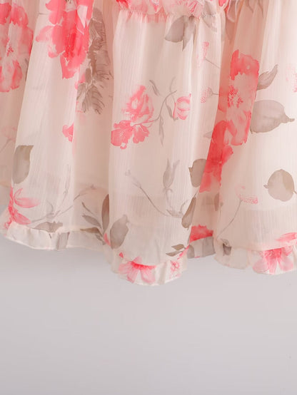 Autumn Print Ruffle Sleeve Mini Dress – Girly Fairy Gas Dress
