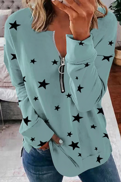 The Stars Patchwork Zipper Collar Hoodies(8 Colors)