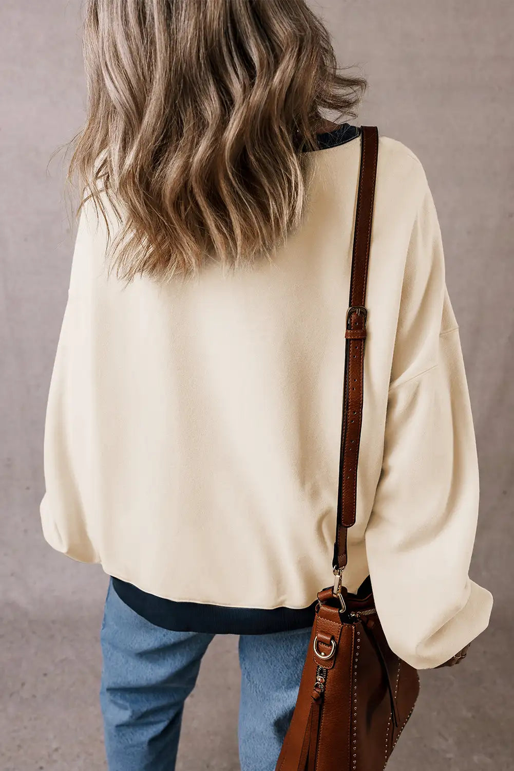Colorblock White Witch Hat Patched Oversized Sweatshirt