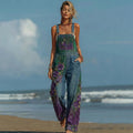 Boho Ethnic Lace Embroidered Pattern Floral Patchwork Denim Jumpsuit elevenforest