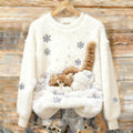 Lovely Cat In The Snow Round Neck Plush Knitted Sweaters elevenforest