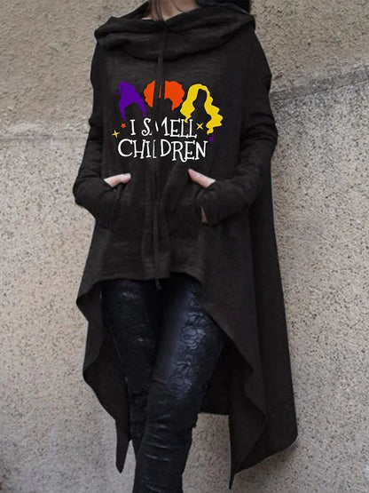 Halloween Print Irregular Long Sleeve Sweatshirt