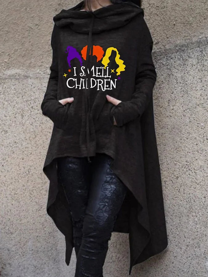 Halloween Print Irregular Long Sleeve Sweatshirt