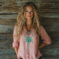 Boho Floral Tribal Embroidery Print Cotton And Linen Blend Loose Blouse elevenforest