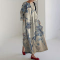Comstylish Japanese Floral Art Linen Maxi Dress