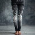 Women's Cat Face Embroidered Cozy Knit Leggings