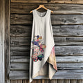 Women's Retro Floral Patchwork Irregular Design Sleeveless Dress elevenforest