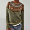 Women's Casual Fox Print Knitted Long Sleeve Sweater artswardrobe