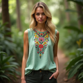 Vintage Bohemian Ethnic Art Pattern Women's Vest elevenforest