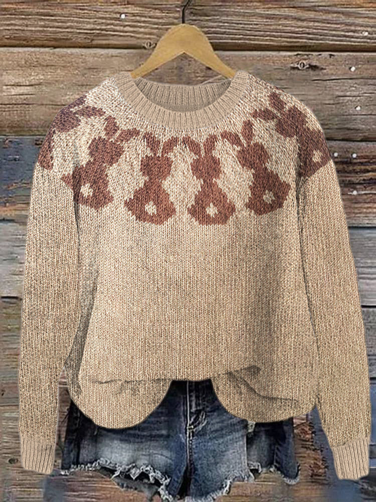 Cute bunny Cozy Soft Vintage Knit Sweater artswardrobe