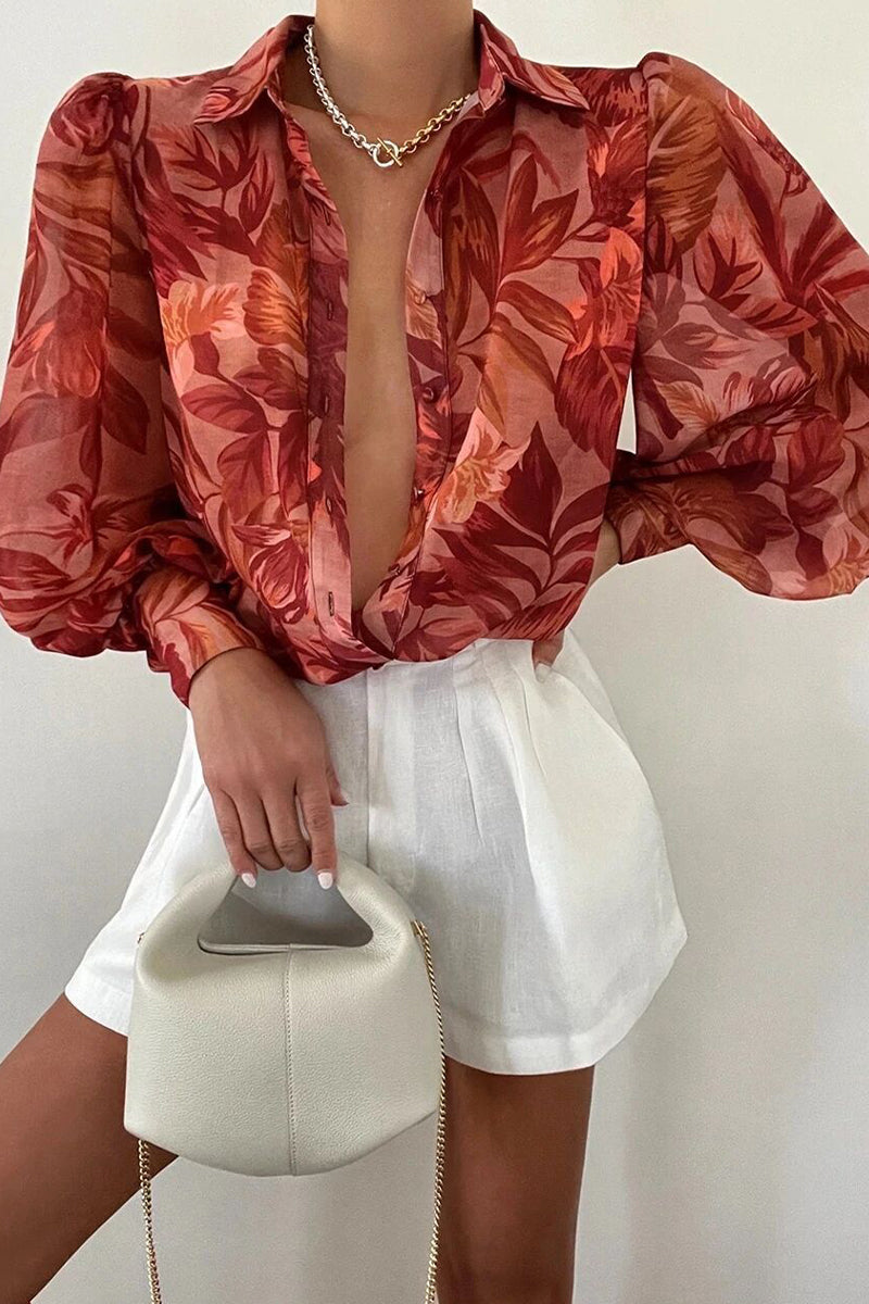 Patchwork Turndown Collar Tops