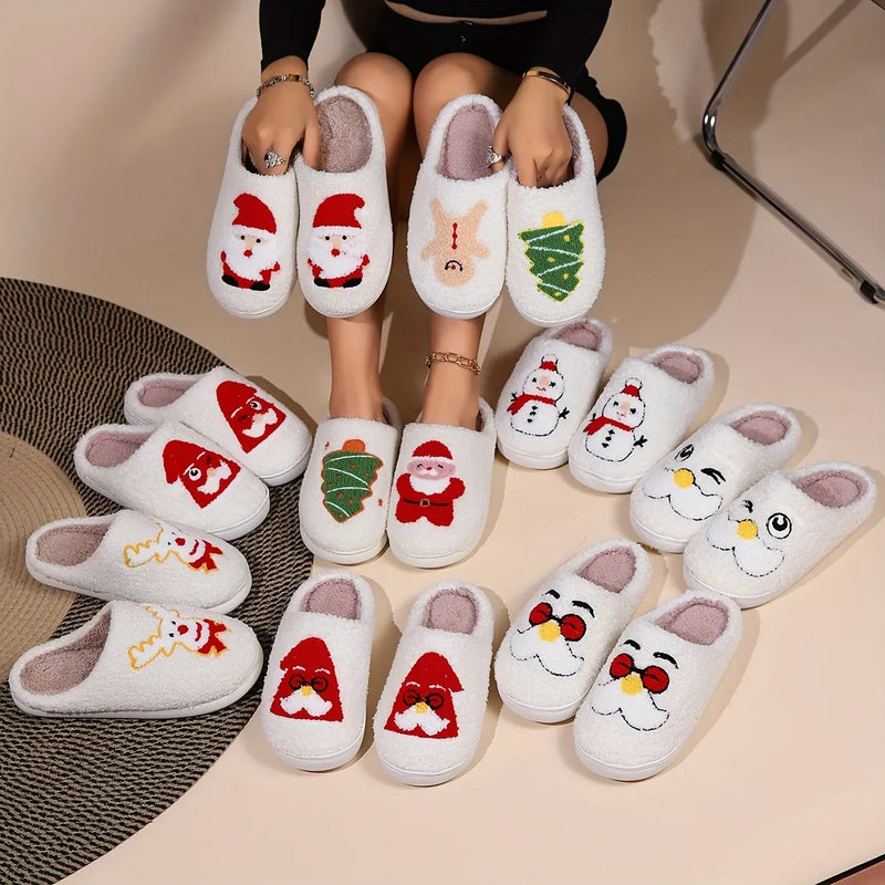 Christmas Tree Pattern Fuzzy Slippers Dr6521