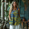 Women's Peace Dove Floral Linen Vest elevenforest