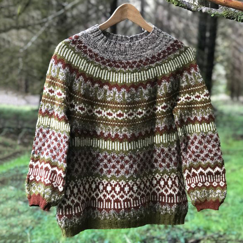 Vintage Festive Icelandic Knit Jacquard Warmth Crew Neck Sweater Unisex elevenforest