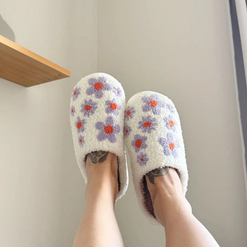 Purple Flowers Slip-on Slippers