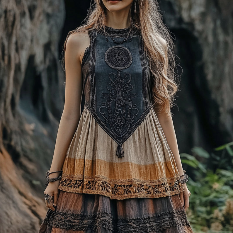 Vintage Viking Lace Art Comfy Cotton Linen Tank Top elevenforest