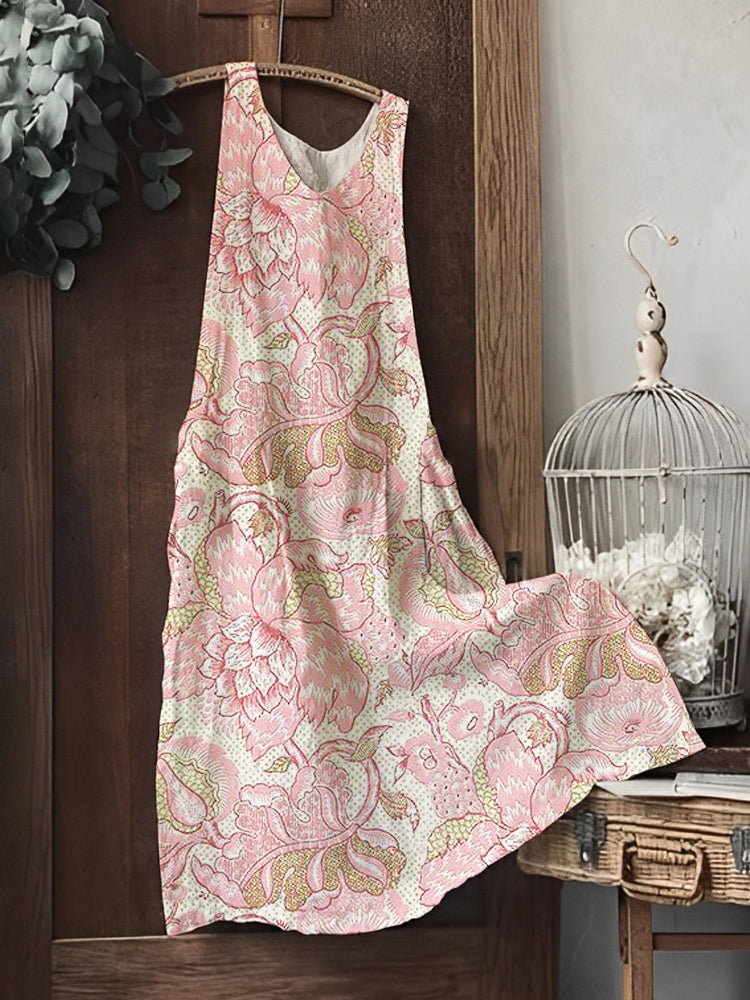 Boho Floral Print Women's Vest Dress elevenforest