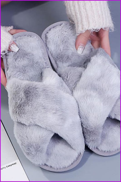 Colorful Cross Fur Slippers Plush Slippers De245