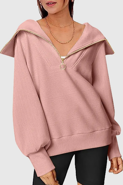 Street Color Zipper Turndown Collar Hoodies(6 Colors)
