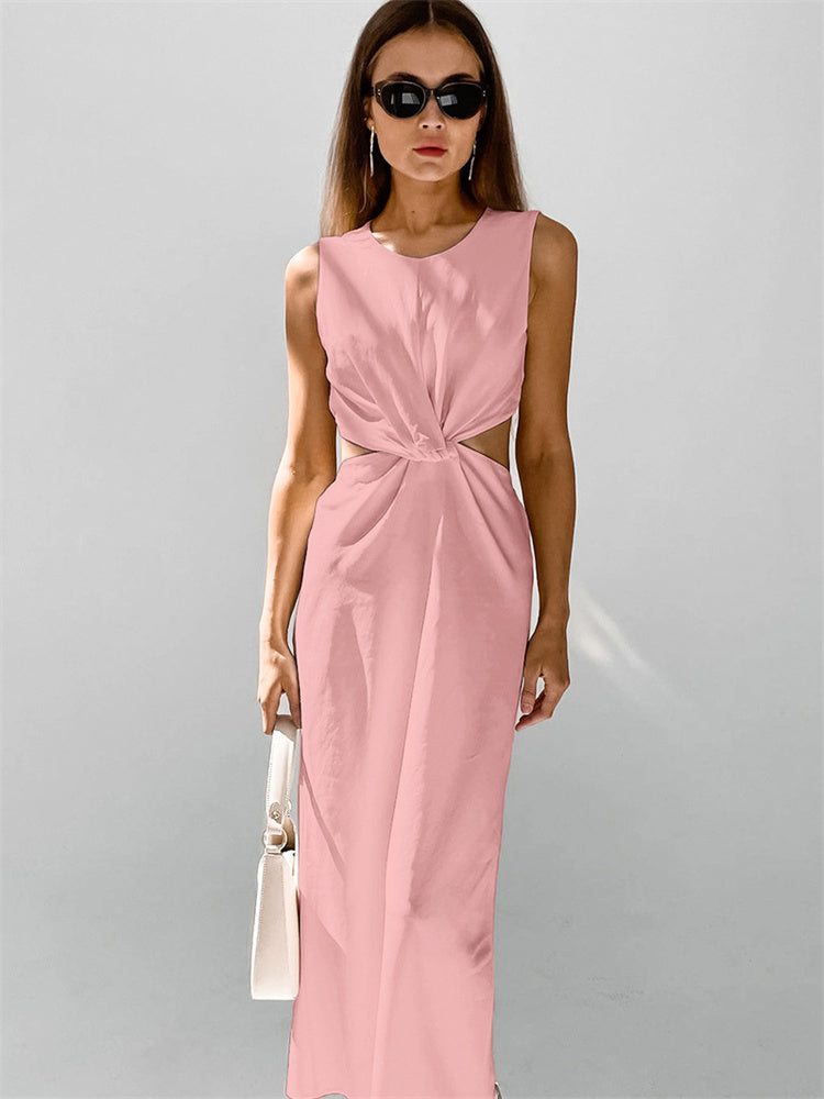 Tossy Patchwork Maxi Dress for Twist Summer Slim High Waist Hollow Out Party Looks Female Long Dress New