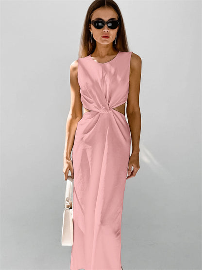 Tossy Patchwork Maxi Dress for Twist Summer Slim High Waist Hollow Out Party Looks Female Long Dress New