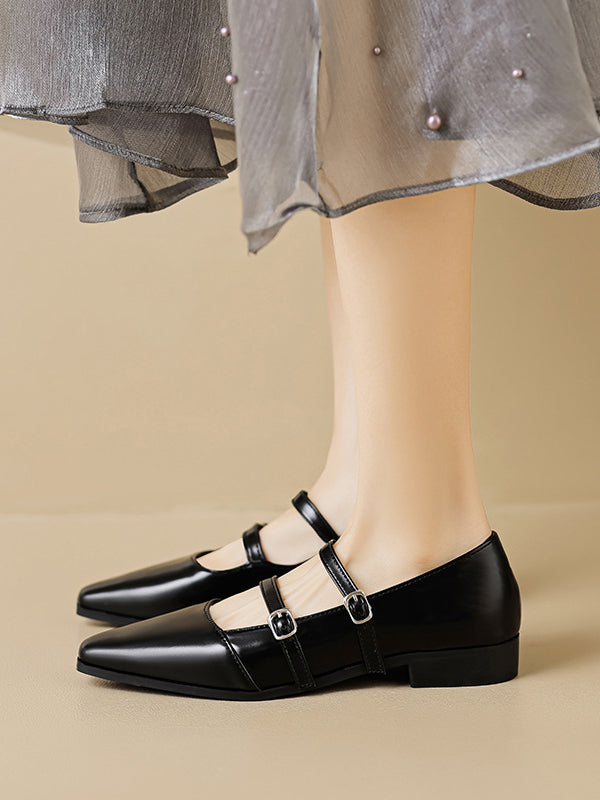 Pointed-toe Shallow Cut Split-joint Flat Shoes