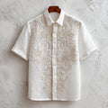 Men's Floral Lace Embroidered Cozy Linen Shirt elevenforest