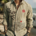 Vintage Japanese Bamboo Embroidery Art Men's Long Sleeve Shirt elevenforest