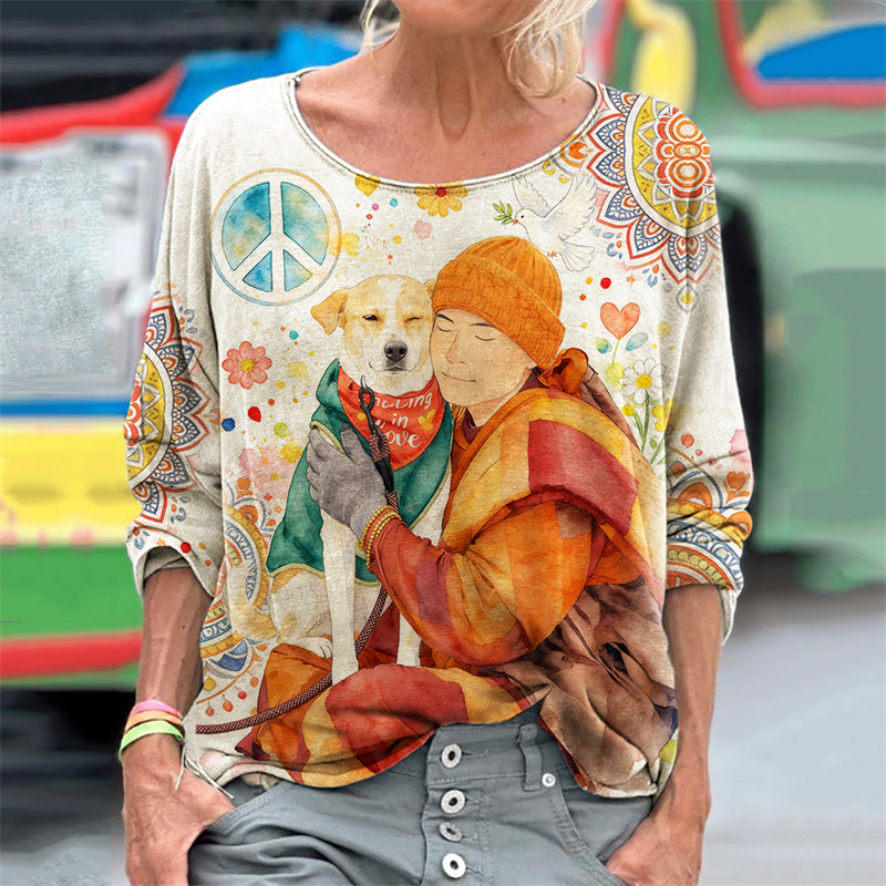 Comstylish Walk For Peace Aloka Embrace Boho Floral Watercolor T Shirt
