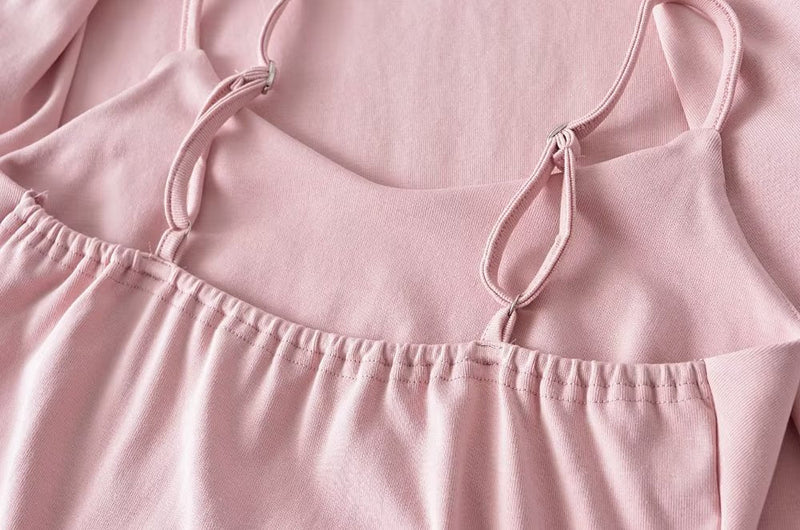 Pure Suit Autumn Winter Short Slim Long Sleeve Cardigan Inner Wear Pleated Cami Dress
