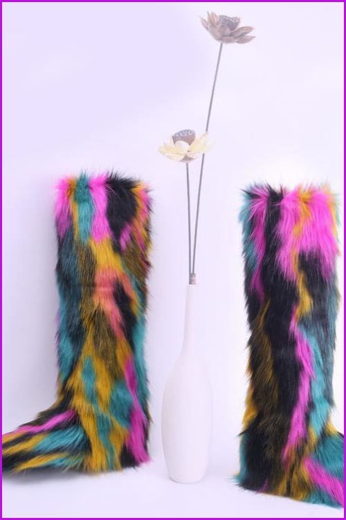 [pre-] 12 Colors Faux Fur Over Knee Boots F373