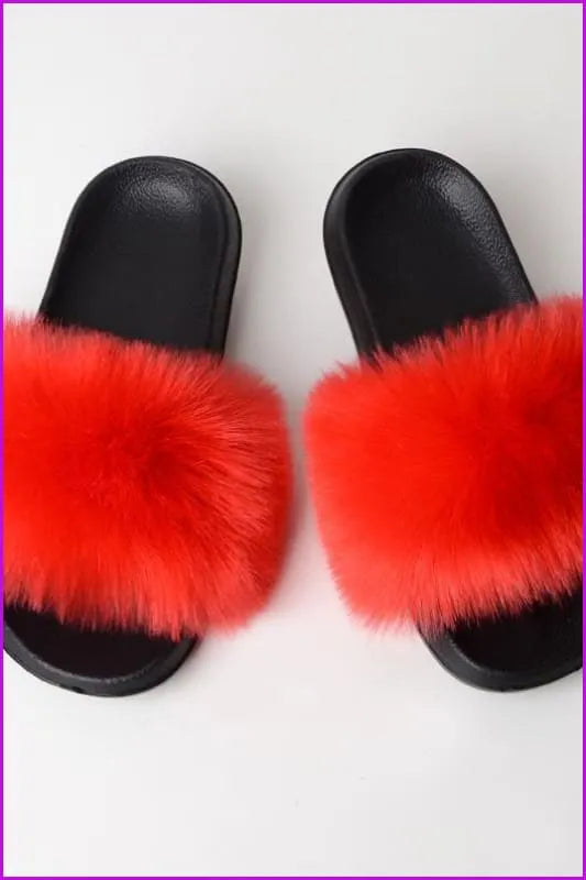 {5-7 Days Wait for Make} New Color Faux Fox Fur Slides F602