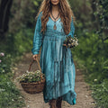 Boho Vintage Women's Linen Maxi Dress elevenforest
