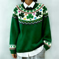 Comstylish Women's St. Patrick's Day Shamrock Pattern Warm Knit Sweater